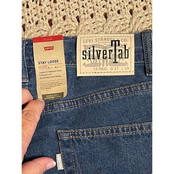 2‎ PAIR NWT Levis SilverTab Stay Loose Jeans 100% Cotton  Blue Denim SZ 14R 27 - Picture 4 of 14